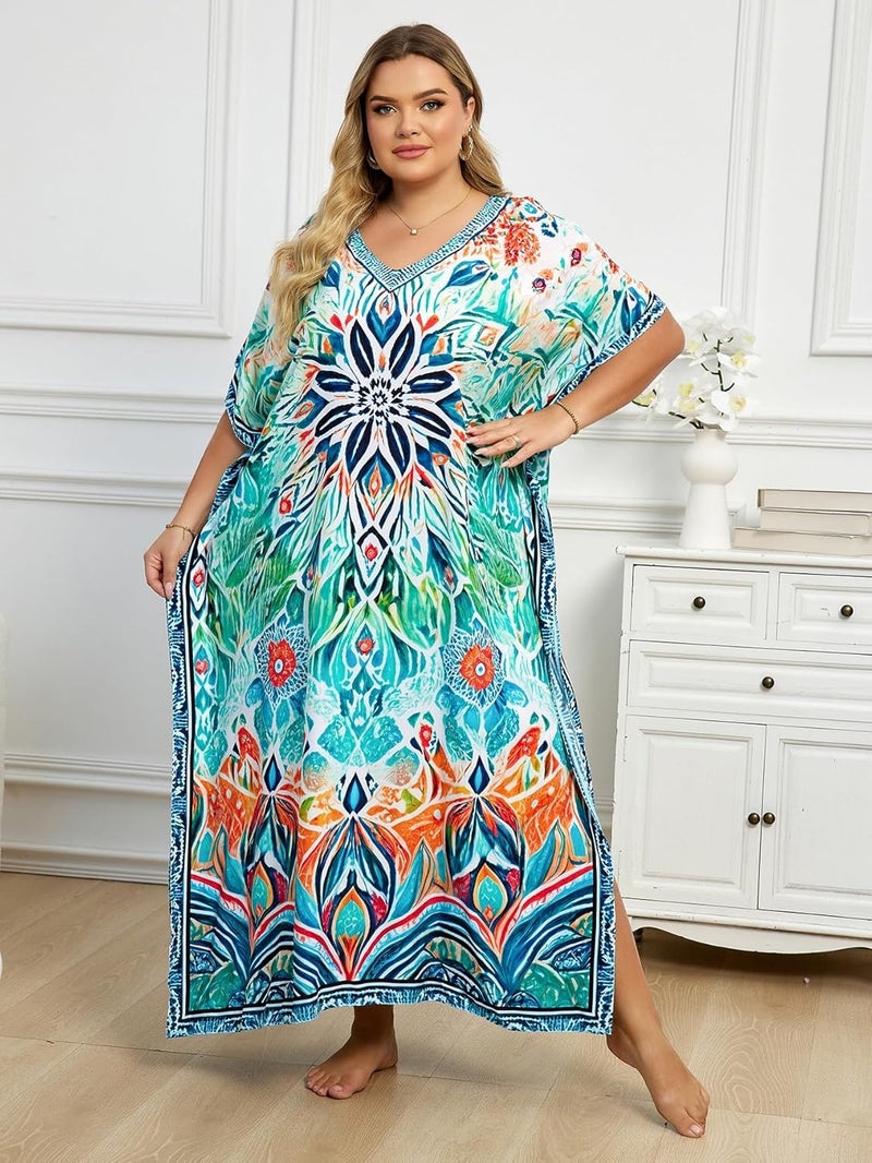 IMAGEKOPE Kaftan Dresses for Women Plus Size Bathing Suit Cover up Caftan Maxi Beach Dresses - Image 4